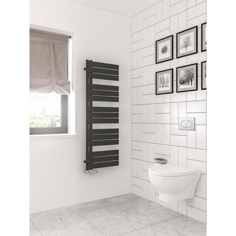Eastbrook Designer Towel Rail 1400 x 500 / Electric Only Eastbrook Helmsley Straight Vertical Designer Towel Rail in Matt Black