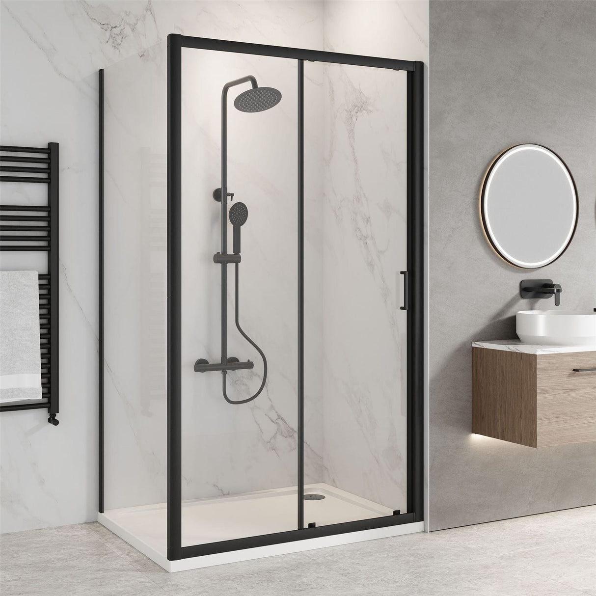 Aquarius Bathrooms Sliding Shower Door Aquarius Urbano 6mm Sliding Shower Door 1850mm