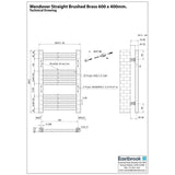 Eastbrook Ladder Rail Eastbrook Wendover Straight Heated Towel Rail in Brushed Brass