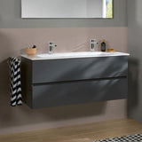 Villeroy & Boch Wall Mounted Vanity Unit Satin Grey Villeroy & Boch Arto Wall Mounted 1200mm Two Drawer Vanity Unit with Basin