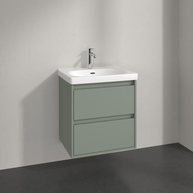 Villeroy & Boch Wall Mounted Vanity Unit Soft Green Villeroy & Boch Skyla Wall Mounted 600mm Two Drawer Vanity Unit with Basin