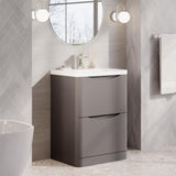 Aquarius Bathrooms Floor Standing Vanity Unit Grey Aquarius Seren 600mm Floor Standing Two Drawer Vanity Unit with Basin