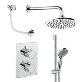 UK Bathroom Store Concealed Shower Set Chrome / Wall Arm / 200mm Crosswater Crossbox Shower Set 10 - 3 Outlet with Fixed Overhead Shower, Slide Rail Kit and Overflow Bath Filler Waste