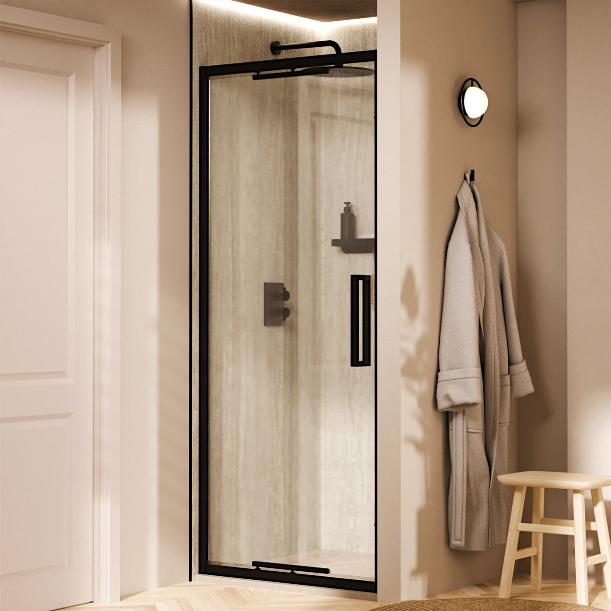 Crosswater Infold Shower Door Matt Black / 2000 x 1000 Crosswater Asura 8mm Infold Shower Door