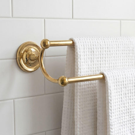 Smedbo Towel Rails and Rings Polished Brass Smedbo Villa Traditional Double Towel Rail