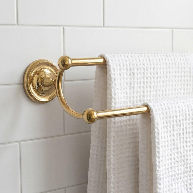 Smedbo Towel Rails and Rings Polished Brass Smedbo Villa Traditional Double Towel Rail