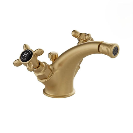 Vado Bidet Tap Brushed Brass/Black Booth & Co. Axbridge Mono Bidet Mixer Tap with Pop-Up Waste