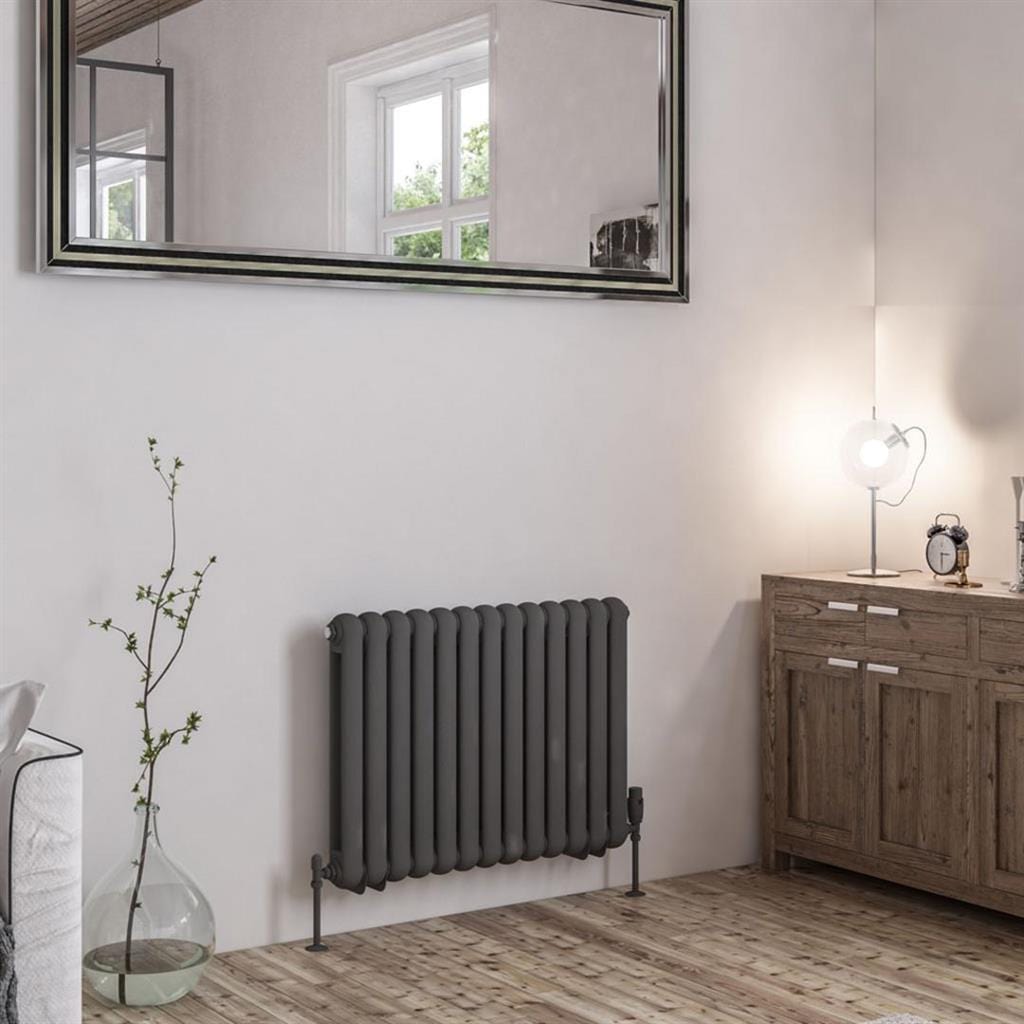 Eastbrook Column Radiator 600 x 803 / Central Heating Eastbrook Rubano Straight Horizontal Traditional Column Radiator in Matt Anthracite