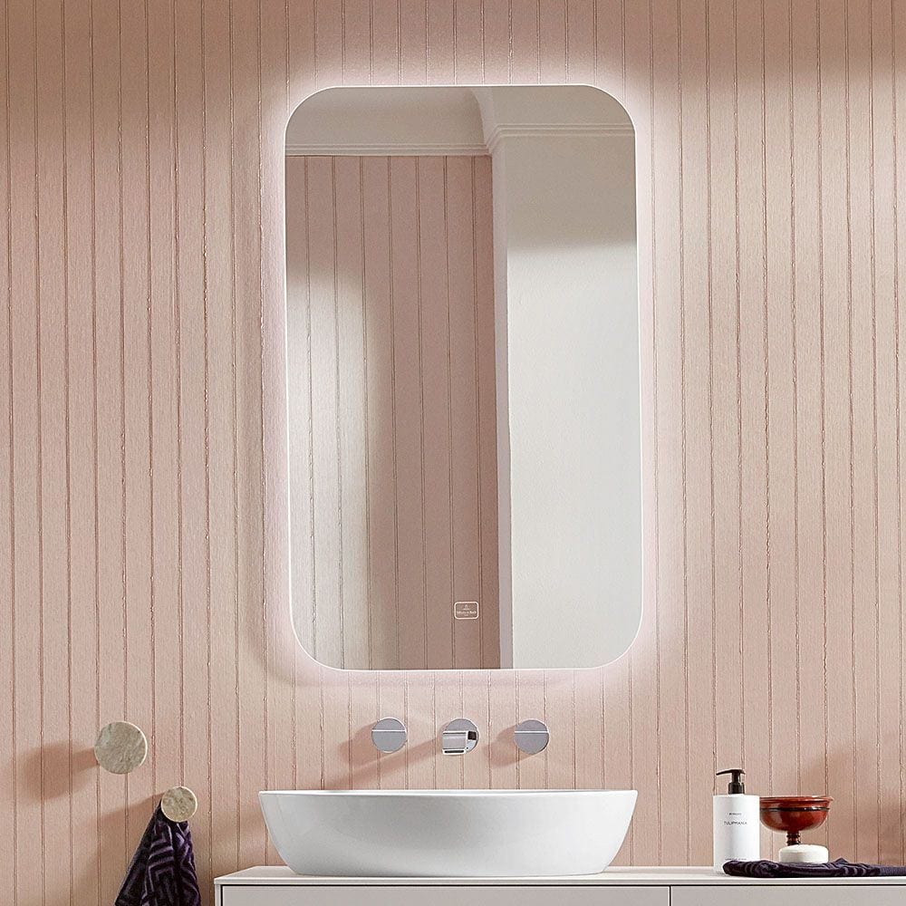 Villeroy & Boch Illuminated Mirror Villeroy & Boch More to See Lite LED Illuminated Curved Rectangular Mirror