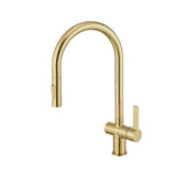 JTP Kitchen Tap Brushed Brass JTP VOS Single Lever Pull Out Kitchen  Mixer Tap