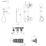 UK Bathroom Store Concealed Shower Set Crosswater Module Shower Set 5 with Pencil Handset and Overflow Bath Filler