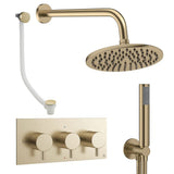 Crosswater Concealed Shower Set Brushed Brass / Wall Arm / 200mm Crosswater Design 3 Handle 3 Outlet Shower and Bath Filler Set 8