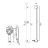 Vado Shower Riser Rail Vado Atmosphere Slide Rail with Multi Function Shower Handset and Outlet in Chrome