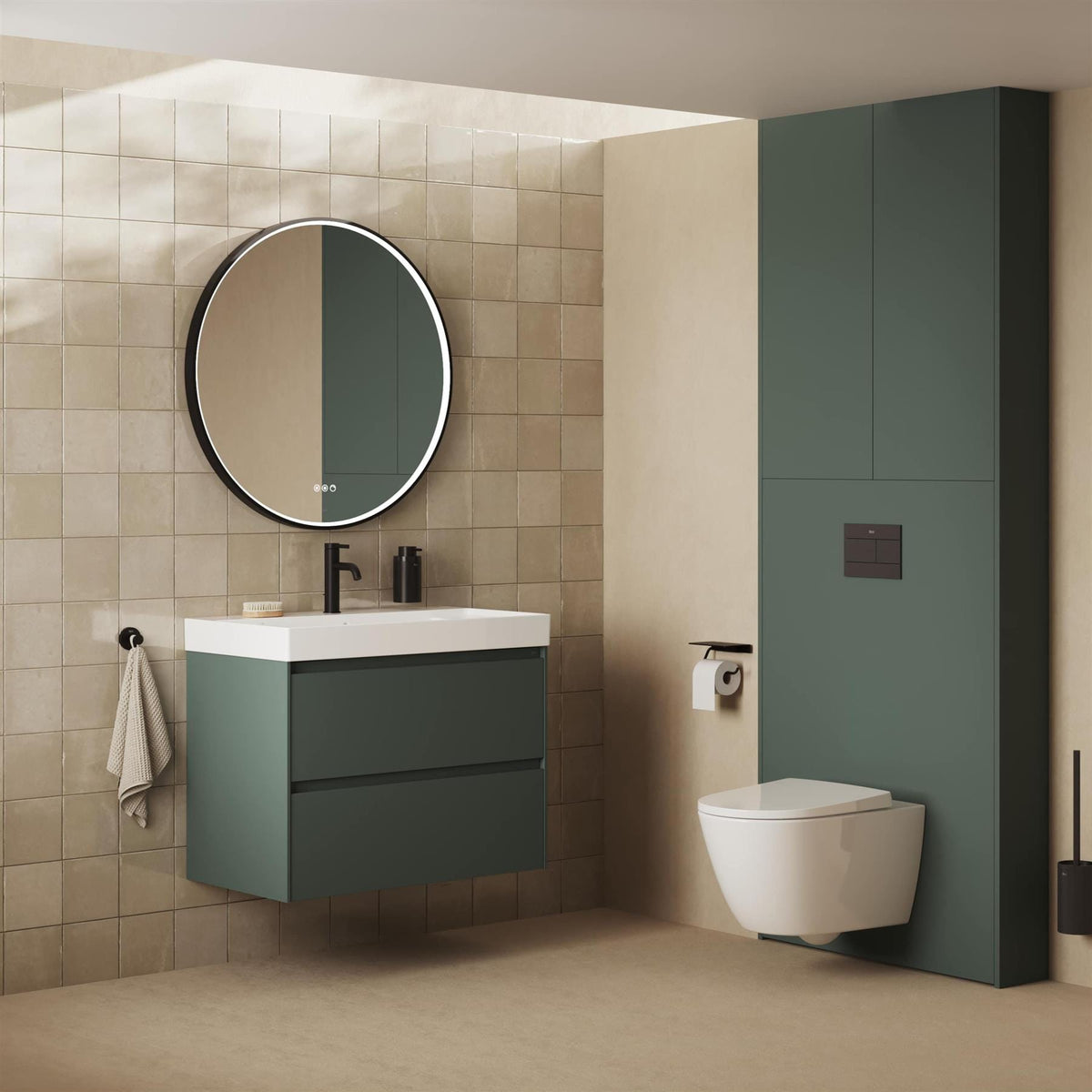 Roca Ona 800mm Wall Mounted Two Drawer Vanity Unit with Basin