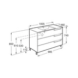 Roca Floor Standing Vanity Unit Roca Aleyda 1000mm Floor Standing Three Drawer Vanity Unit with Basin