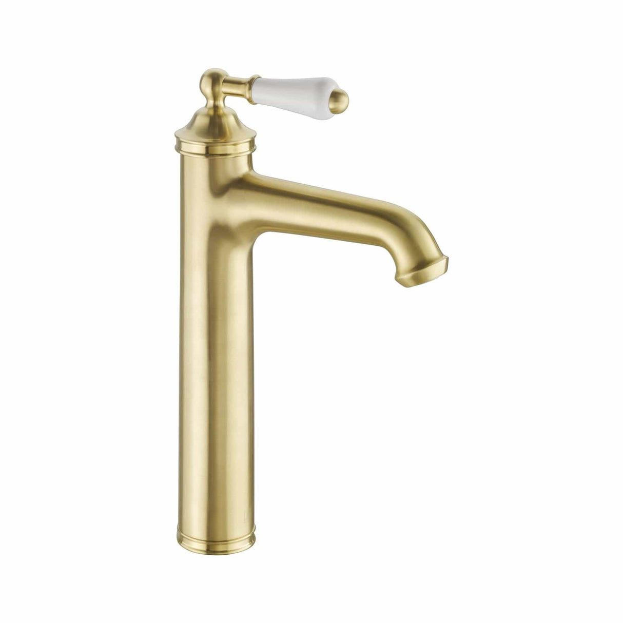 JTP Tall Basin Tap Brushed Brass JTP Grosvenor Single Lever Tall Basin Mixer Tap with Clicker Waste