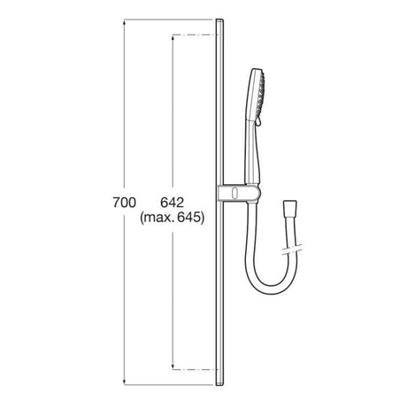 Roca Shower Riser Rail Roca Stella 3 Function Shower Handset with Slide Rail, Bracket and Hose in Matt Black