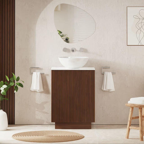 Crosswater Floor Standing Vanity Unit Royal Walnut / Carrara Marble Effect Crosswater Limit 600mm Floorstanding Vanity Unit with Worktop