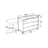 Roca Floor Standing Vanity Unit Roca Aleyda 1000mm Floor Standing Three Drawer Vanity Unit with Basin