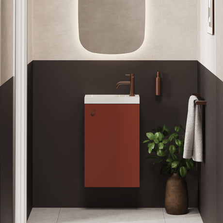 Crosswater Cloakroom Vanity Unit Soft Clay Crosswater Alo Single Door Wall Mounted 400mm Cloakroom Vanity Unit with Basin