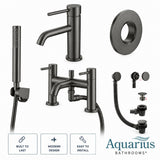 Aquarius Bathrooms Bath Shower Mixer Gun Metal Grey Aquarius RF-Series Complete Bath and Basin Brassware Pack with Basin Tap, Bath and Shower Mixer and Wastes