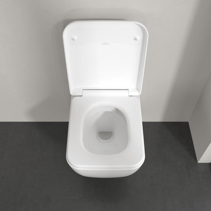 Villeroy & Boch Wall Hung Toilet Villeroy & Boch Skyla Square Wall Hung Rimless Toilet with Twist Flush and Soft Close Seat