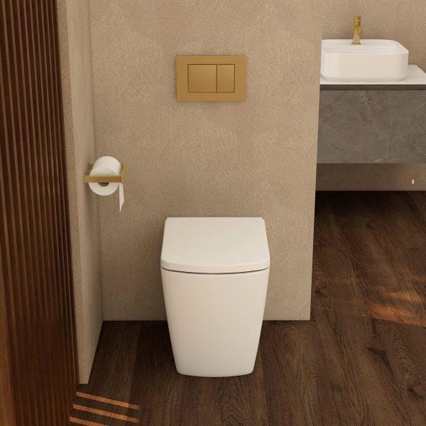 Imex Back to Wall Toilet Imex Ravine Rimless Comfort Height Back to Wall Toilet with Soft Close Seat in White