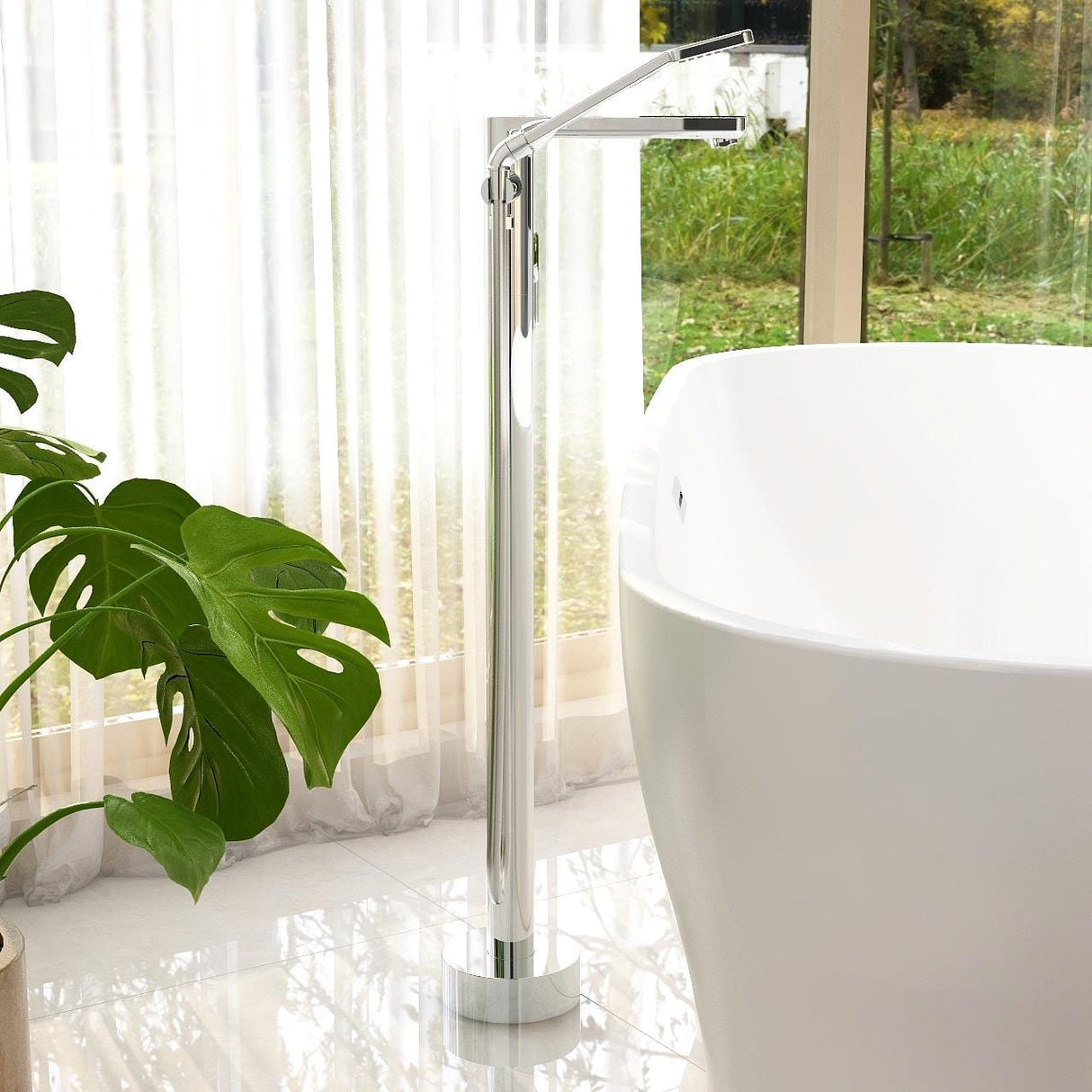 Imex Freestanding Bath Filler Imex Blade Floor Standing Bath Shower Mixer Tap wth Hose and Handset