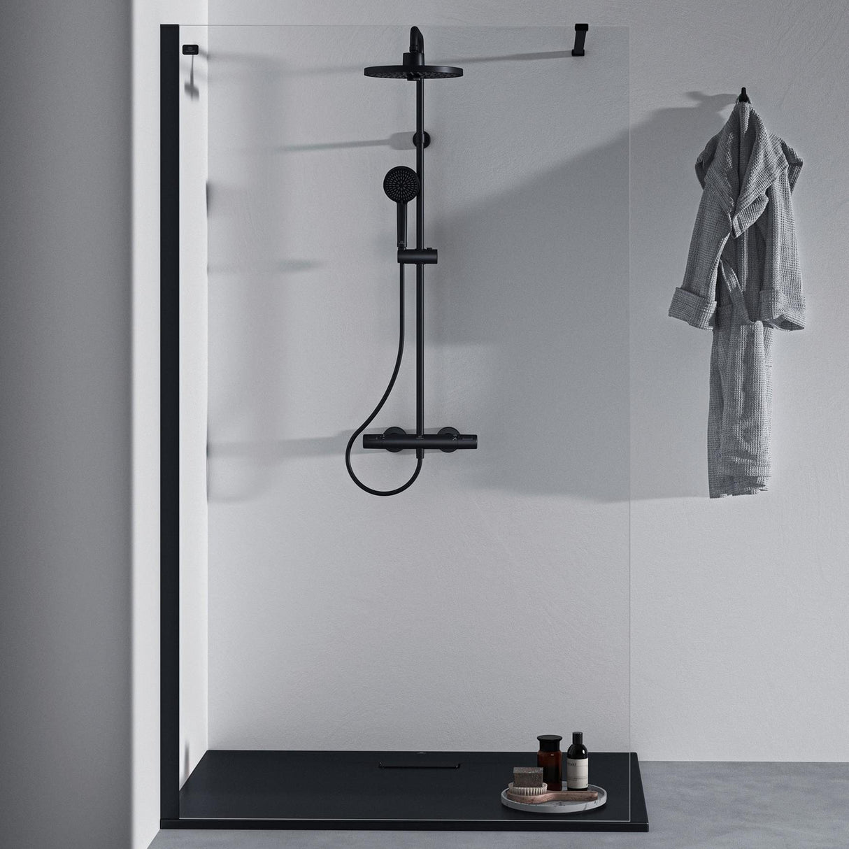 Ideal Standard Exposed Shower Set Silk Black Ideal Standard Ceratherm T25+ Exposed Thermostatic Shower Valve Set with Showerhead and Handset