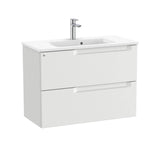 Roca Wall Mounted Vanity Unit Pebble Grey Roca Aleyda Compact 800mm Wall Mounted Two Drawer Vanity Unit with Basin