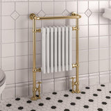 Eastbourne Inset Radiator Dual Fuel Eastbrook Isbourne Straight Vertical Traditional Radiator in Brushed Brass/Gloss White