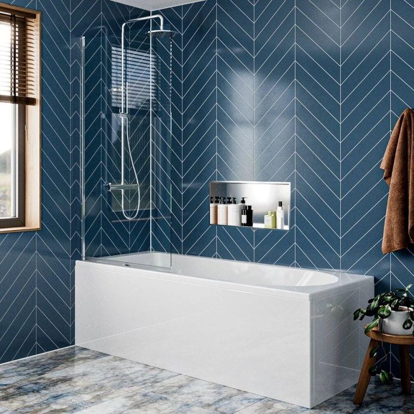 Crosswater Bath Screen Chrome Crosswater Clear 6 Hinged Bath Screen