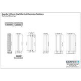 Eastbrook Panel Radiator Eastbrook Guardia Straight Vertical Aluminium Radiator in Matt Black