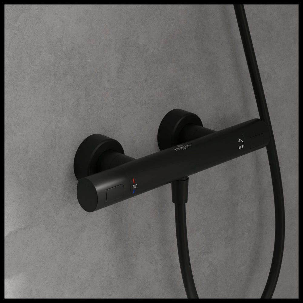 Villeroy & Boch Exposed Shower Valve Matt Black Villeroy & Boch Universal Thermostatic Round Bar Shower Valve