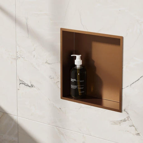 Crosswater Shower Niche Brushed Bronze Crosswater Square Shower Niche - 305 x 305 x 80mm for Stud Walls