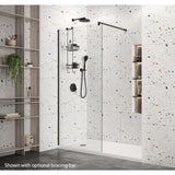 Aquarius Bathrooms Wetroom Panel Matt Black / 365 x 2000mm Aquarius Coniston Wetroom 8mm Panel with Fittings