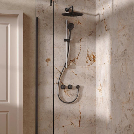 UK Bathroom Store Concealed Shower Set Slate / Wall Arm / 300mm Crosswater Module Shower Set 2 with Riser Rail Kit and Overhead Shower