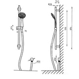 TED Shower Riser Rail TED Round Riser Rail Shower Kit with Handset and Wall Outlet