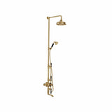Vado Exposed Shower Set Brushed Brass/Black Booth & Co. Axbridge Exposed 3 Outlet Shower Set with Fixed Shower Head, Handset and Bath Spout