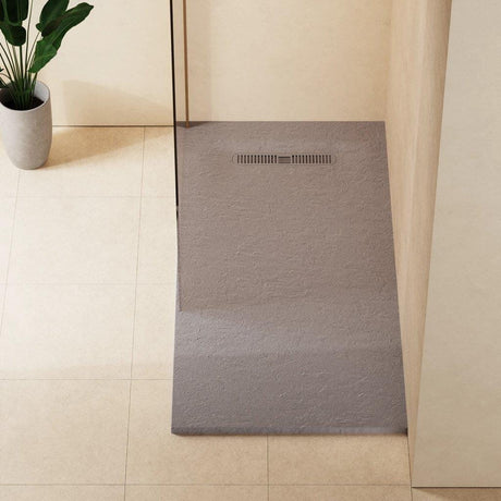Crosswater Rectangle Shower Tray Light Grey / 800 x 1600 Crosswater Vito Textured Rectangle Shower Tray with Waste