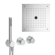 UK Bathroom Store Concealed Shower Set Chrome Crosswater Module Plus Shower Set 9 - 3 Outlet with Dual Outlet Recessed Shower Head and Pencil Handset