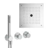 UK Bathroom Store Concealed Shower Set Chrome Crosswater Module Plus Shower Set 9 - 3 Outlet with Dual Outlet Recessed Shower Head and Pencil Handset