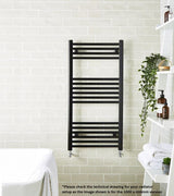 Aquarius Bathrooms Ladder Rail 1000 x 600mm Aquarius Noir Central Heating Towel Rail in Matt Black
