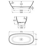 Roca Modern Freestanding Bath Roca Ariane Oval Freestanding Stonex® Oval Bath with Click-Clack Waste