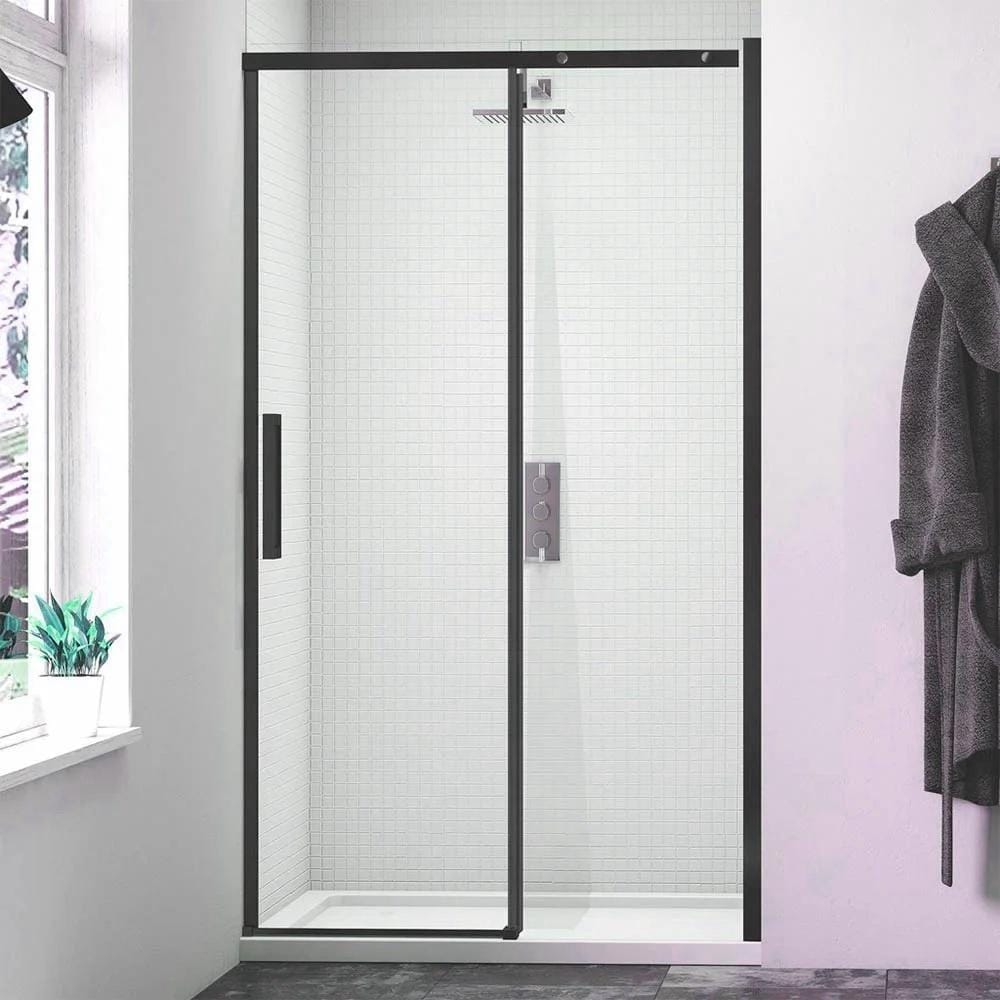 Merlyn Sliding Shower Door Matt Black / 1700mm Merlyn Ionic Frameless Sliding Shower Door