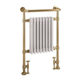 Eastbourne Inset Radiator Eastbrook Isbourne Straight Vertical Traditional Radiator in Brushed Brass/Gloss White