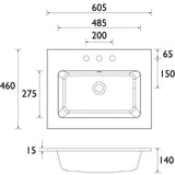 Heritage Wall Mounted Vanity Unit Heritage Lynton 600mm Wall Hung Vanity Unit with Basin, Waste and Handle Bundle