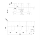 Crosswater Concealed Shower Valve Crosswater Drift 2 Outlet, 3 Handle Horizontal Concealed Shower Valve