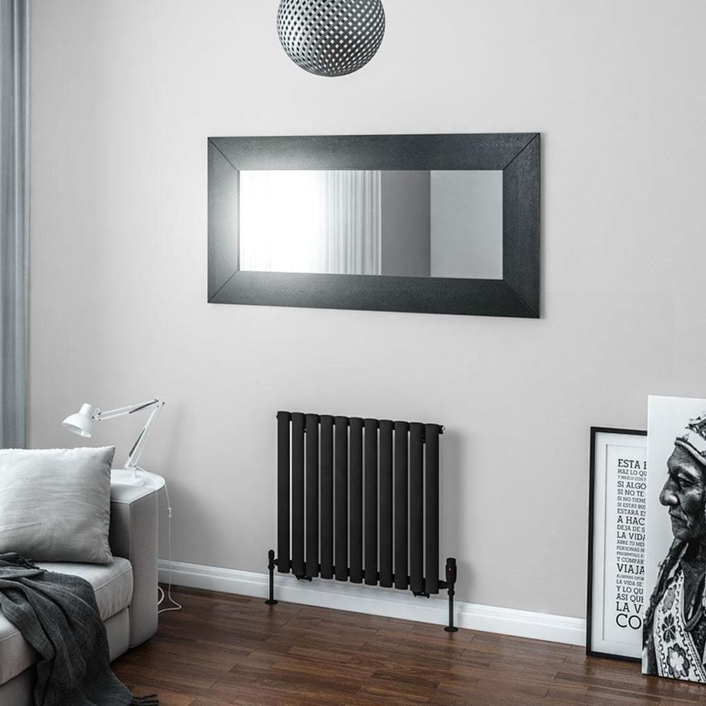 Eastbrook Panel Radiator 600 x 648mm Eastbrook Tunstall Straight Horizontal Designer Radiator in Matt Black
