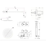 Imex Concealed Shower Set Imex Ravine 2 Handle, 2 Outlet Shower Set with 200mm Rainfall Shower Head, Pencil Handset and Hose